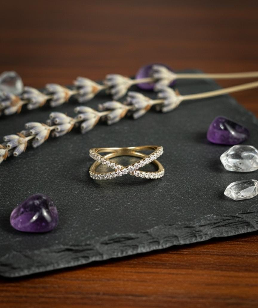 Stackable Kohana silver rings with tiny lab grown diamond accents for everyday wear